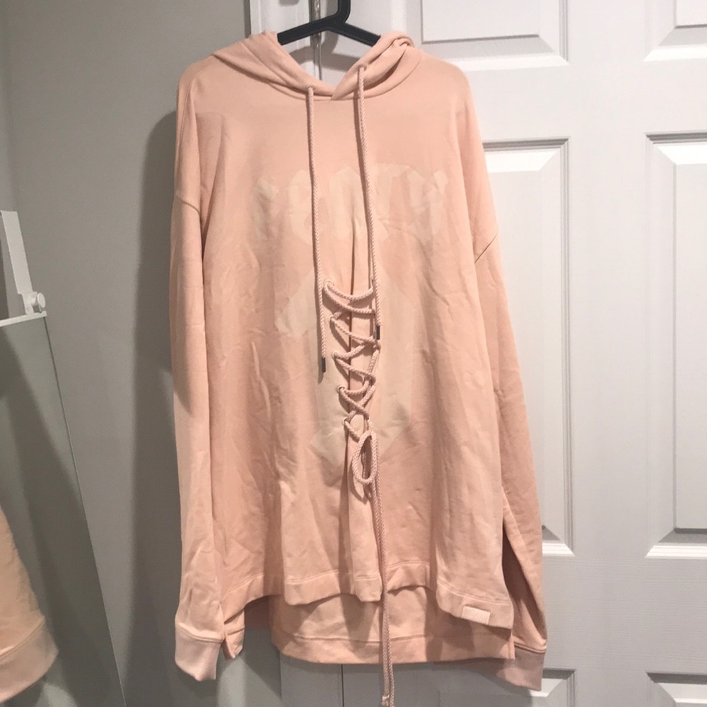 Puma Pink Lace-Front Graphic hoodie